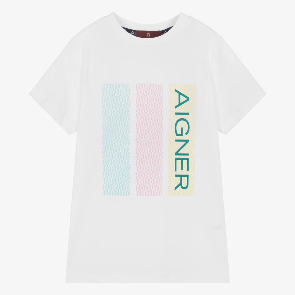 AIGNER-Белая хлопковая футболка для мальчиков | Childrensalon Outlet