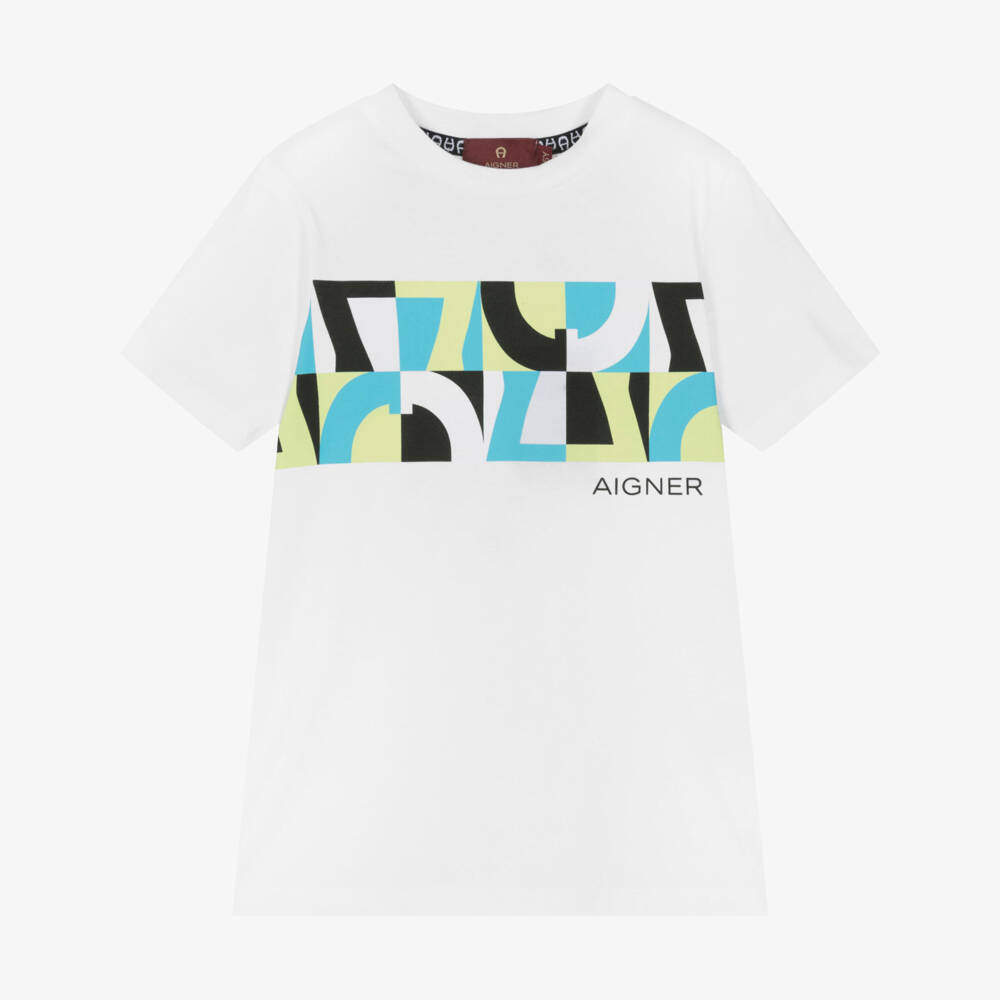 AIGNER-Белая хлопковая футболка для мальчиков | Childrensalon Outlet