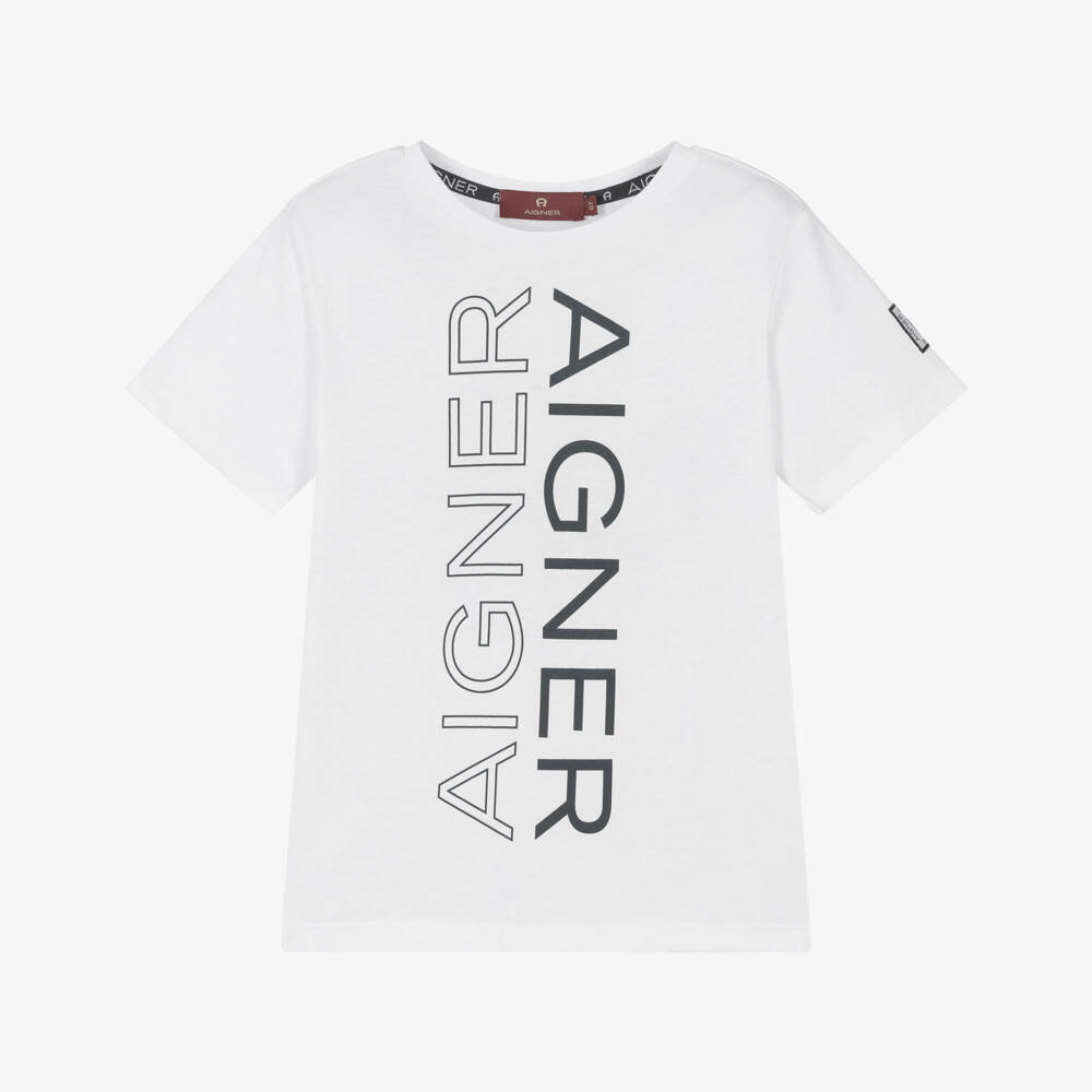 AIGNER-Белая футболка с логотипом для мальчиков | Childrensalon Outlet