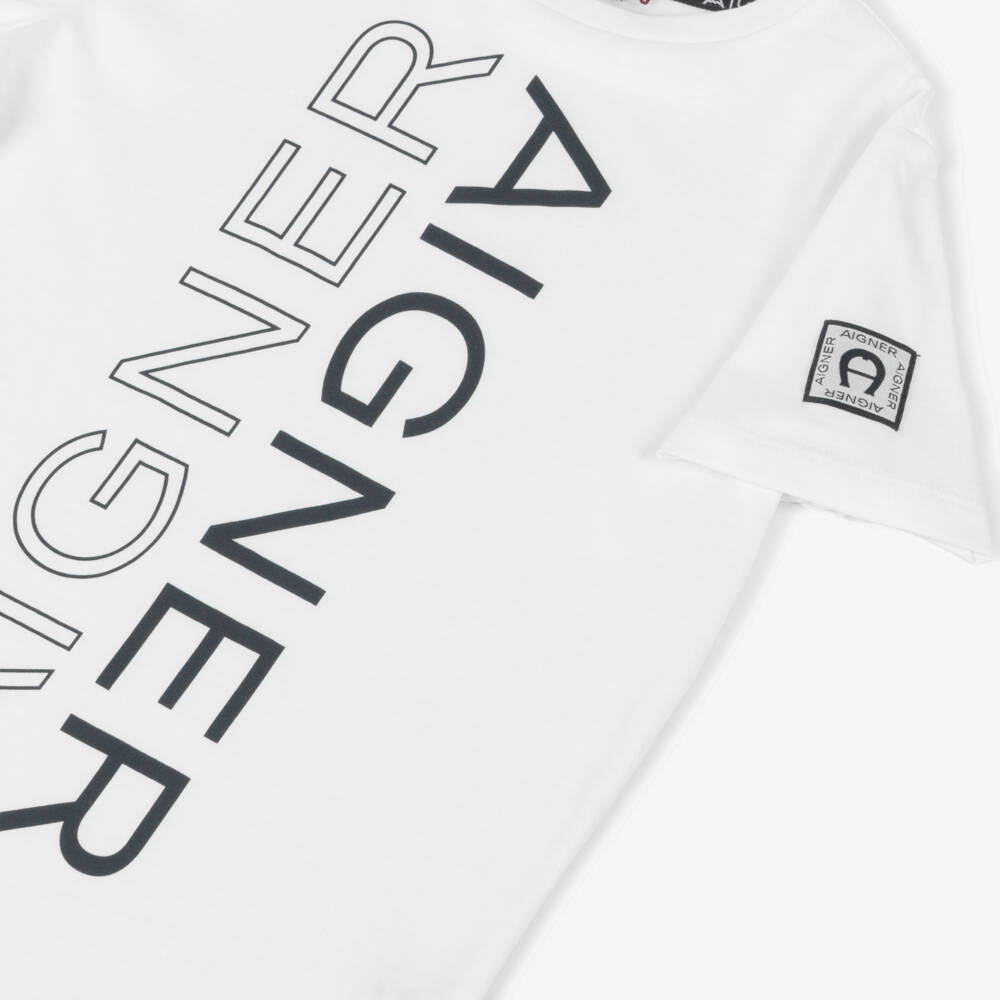 AIGNER-Белая футболка с логотипом для мальчиков | Childrensalon Outlet
