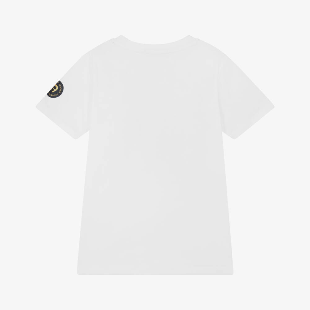 AIGNER-Boys White & Gold Horseshoe Logo T-Shirt | Childrensalon Outlet