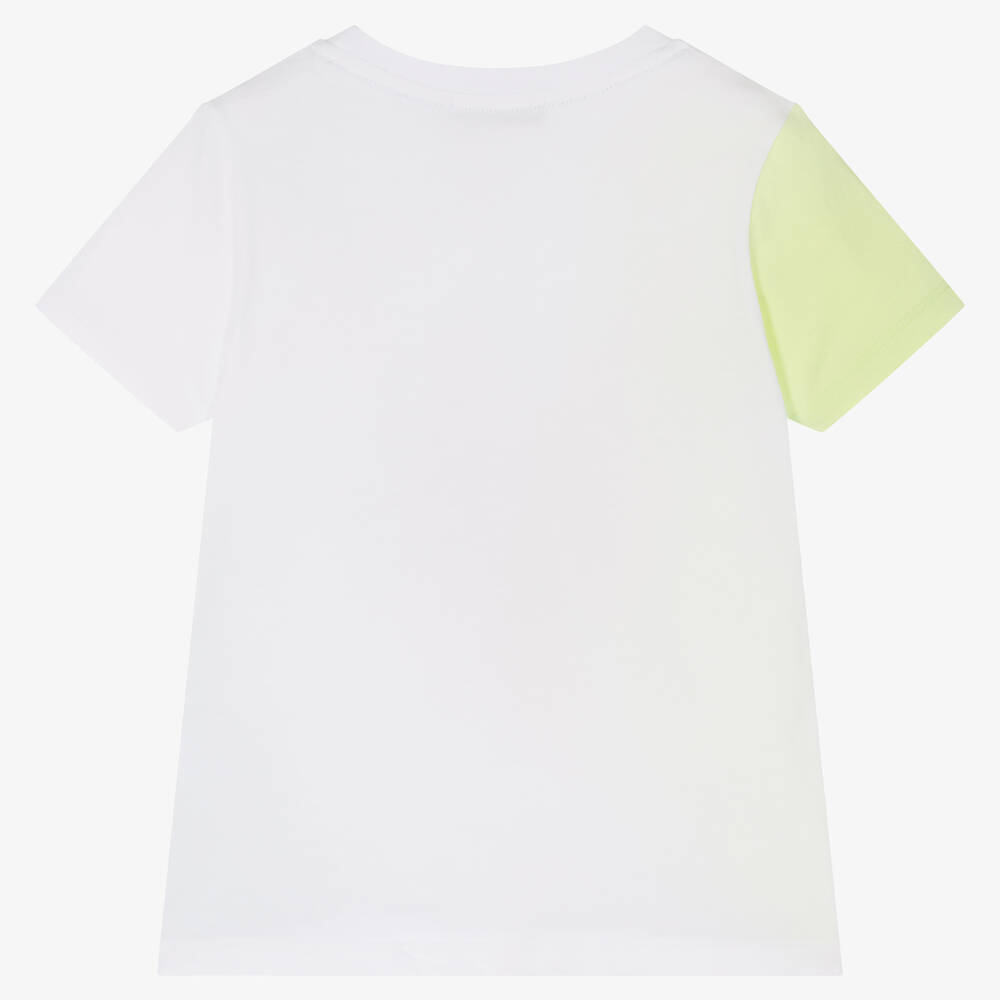 AIGNER-Boys White & Green Colourblock T-Shirt | Childrensalon Outlet