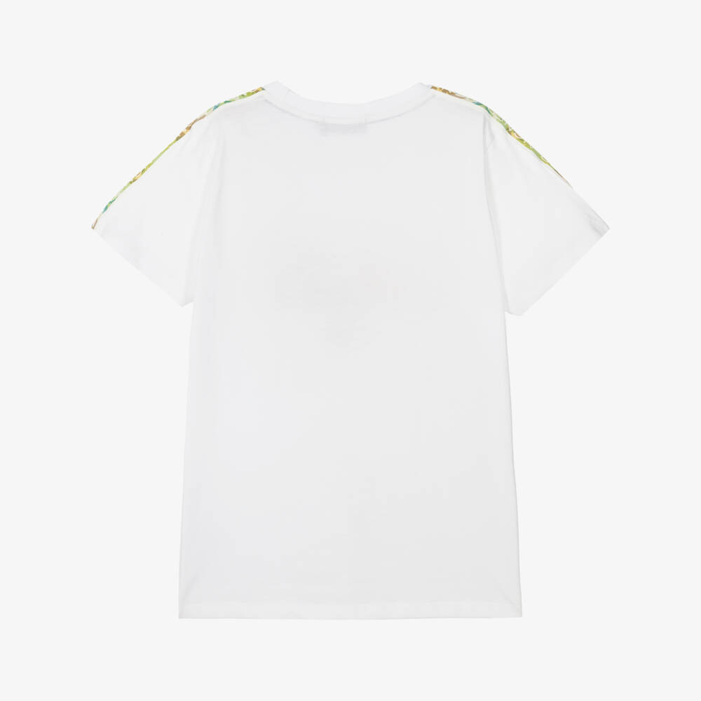 AIGNER-Boys White Paint Logo T-Shirt | Childrensalon Outlet