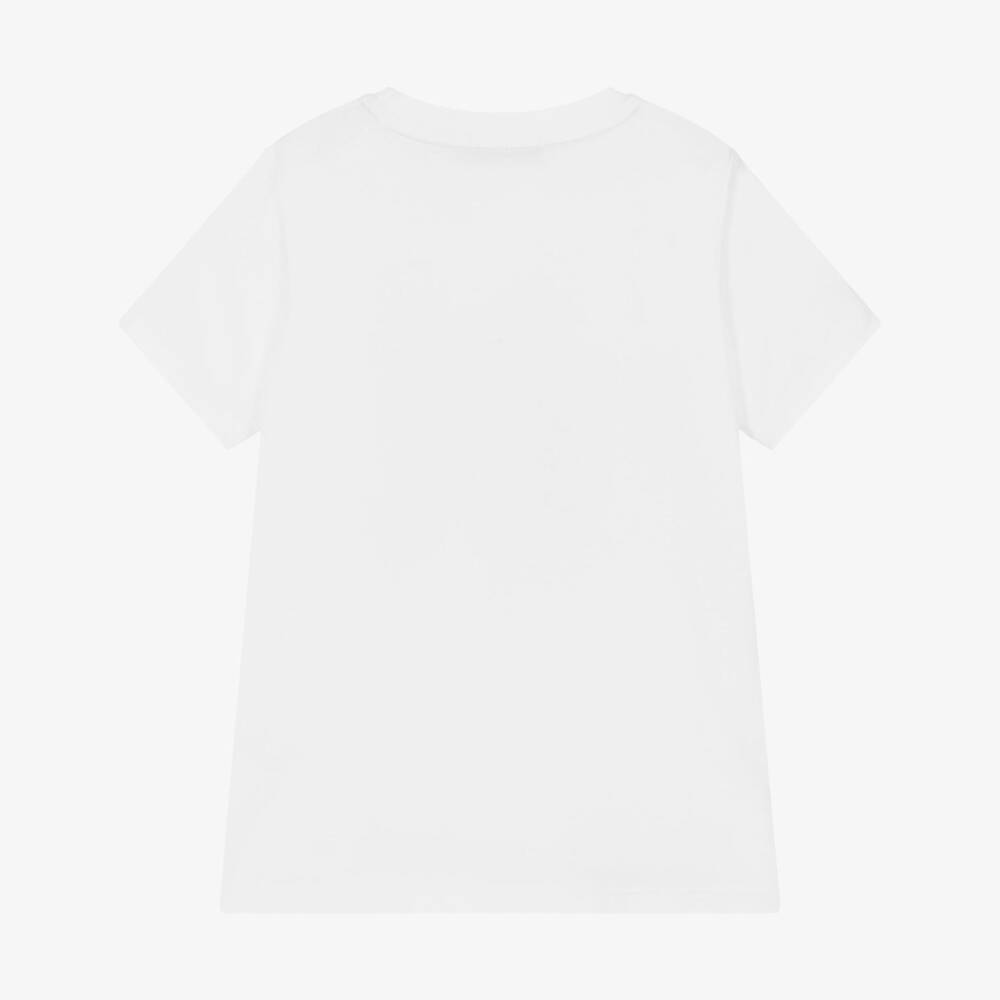 AIGNER-Boys White Painted Stripes T-Shirt | Childrensalon Outlet