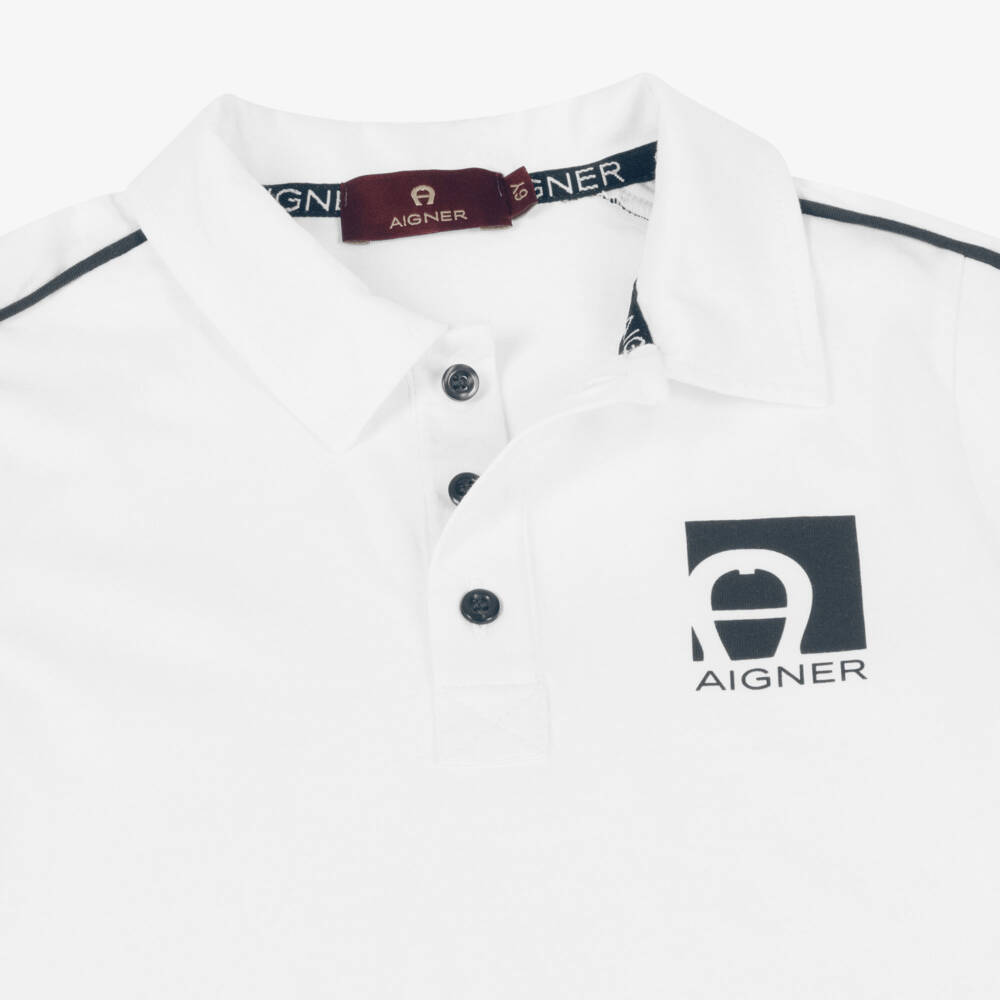 AIGNER-Boys White Polo Shirt & Navy Blue Shorts Set | Childrensalon Outlet