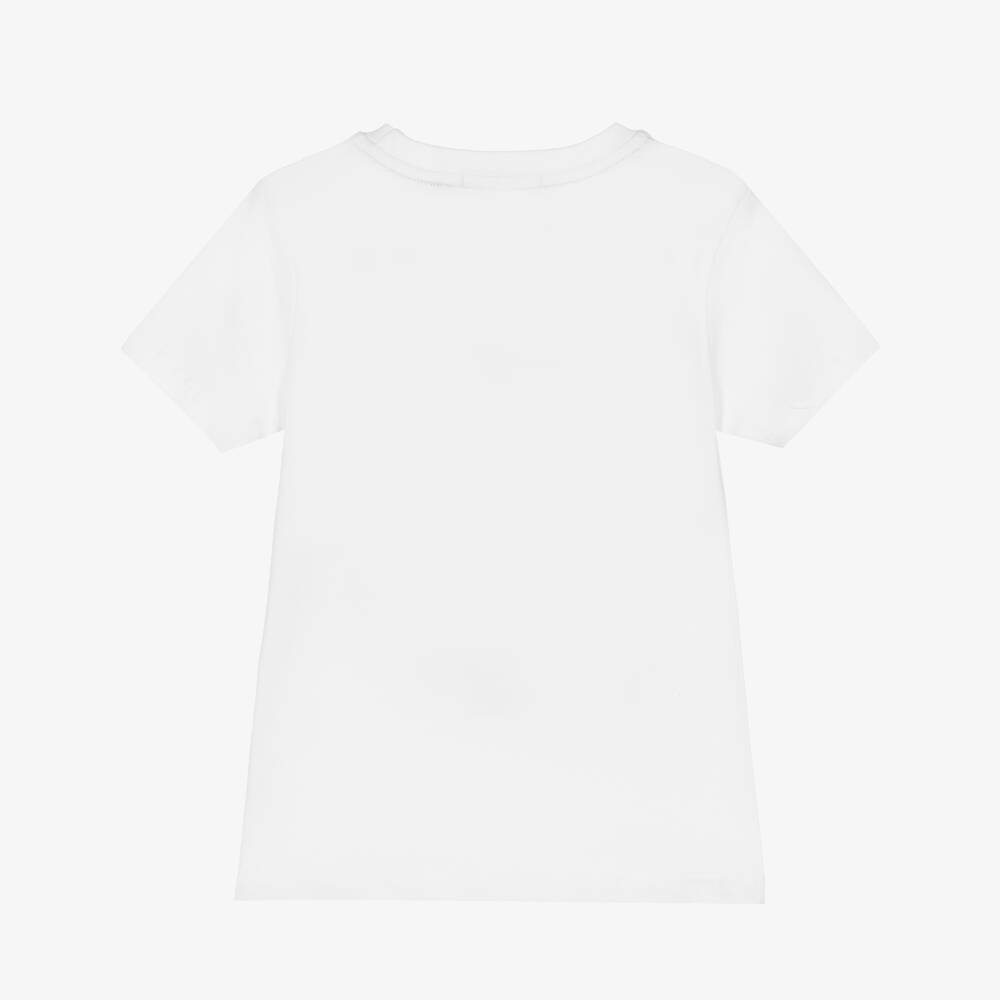 AIGNER-Boys White T-Shirt with Green & Yellow Logo Graphic | Childrensalon Outlet