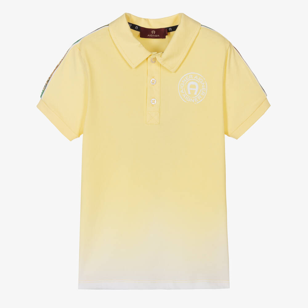 AIGNER - Boys Yellow Cotton Logo Polo Shirt | Childrensalon