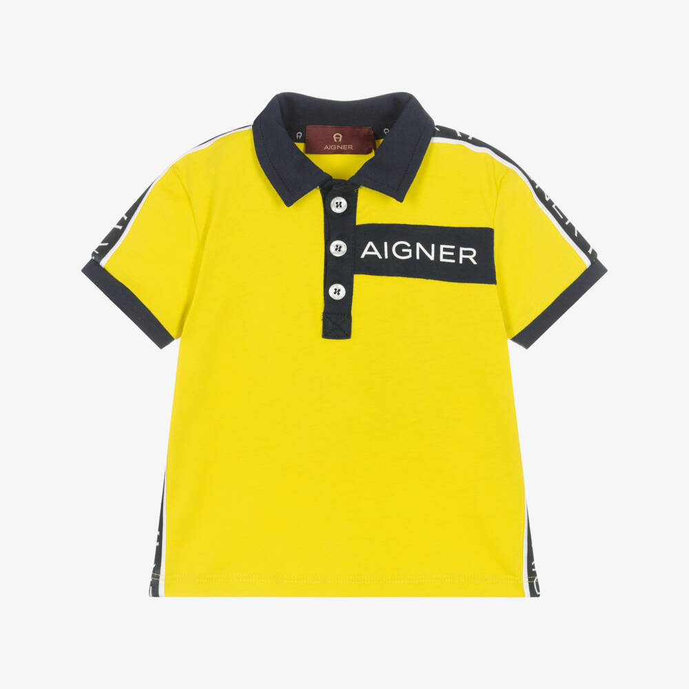 AIGNER-Boys Yellow Cotton Logo Polo Shirt | Childrensalon Outlet