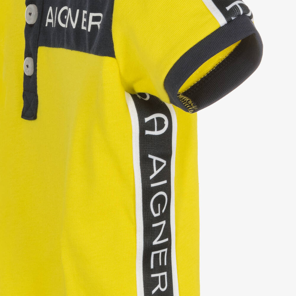 AIGNER-Boys Yellow Cotton Logo Polo Shirt | Childrensalon Outlet