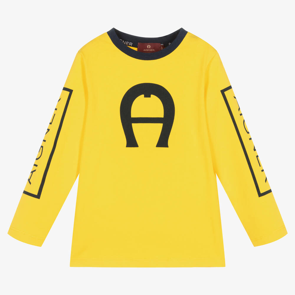 AIGNER-Boys Yellow Cotton Logo Top | Childrensalon Outlet