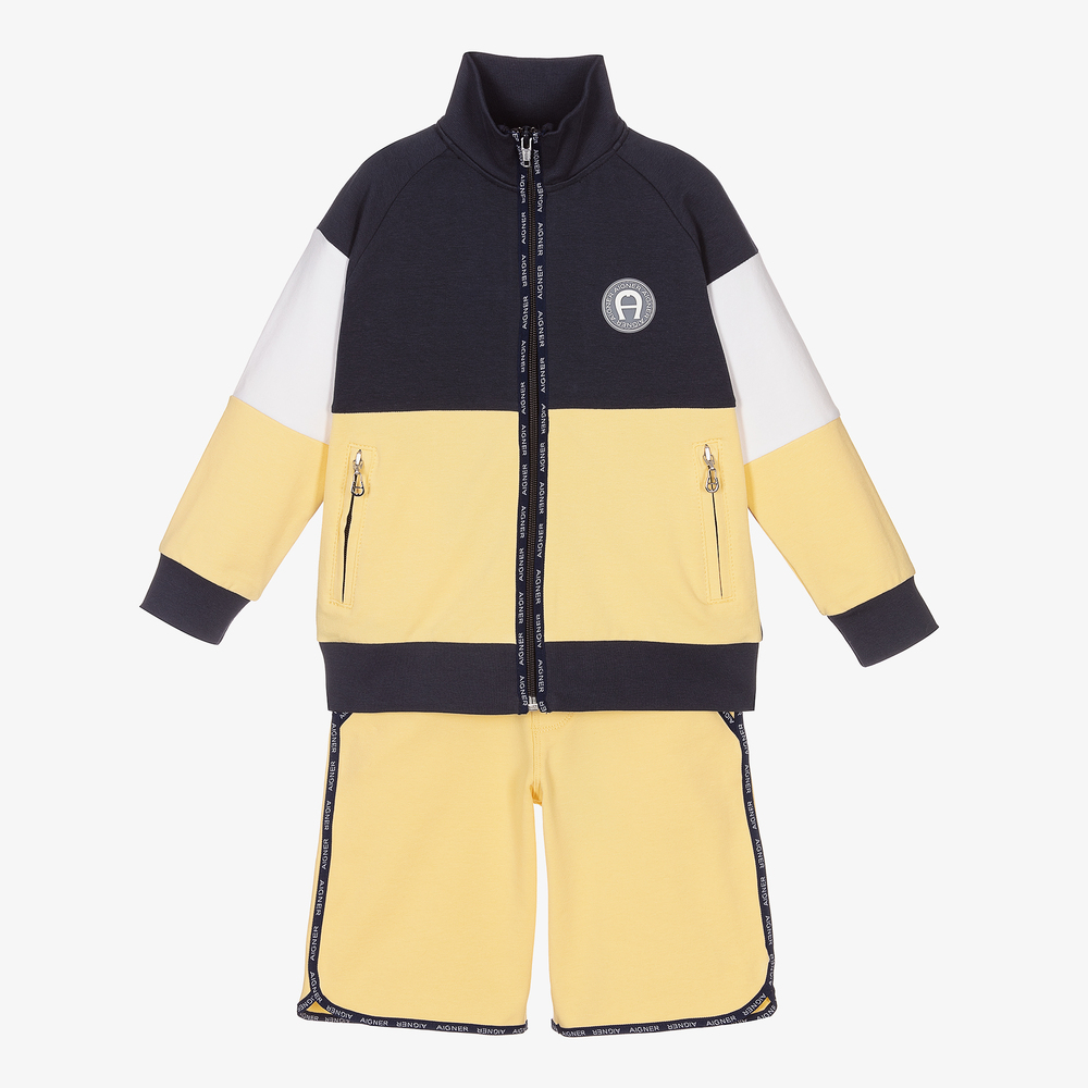 AIGNER-Boys Yellow Cotton Shorts Set | Childrensalon Outlet
