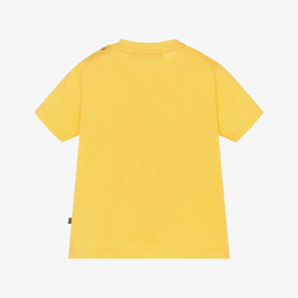 AIGNER-Boys Yellow Cotton T-Shirt with Logos | Childrensalon Outlet