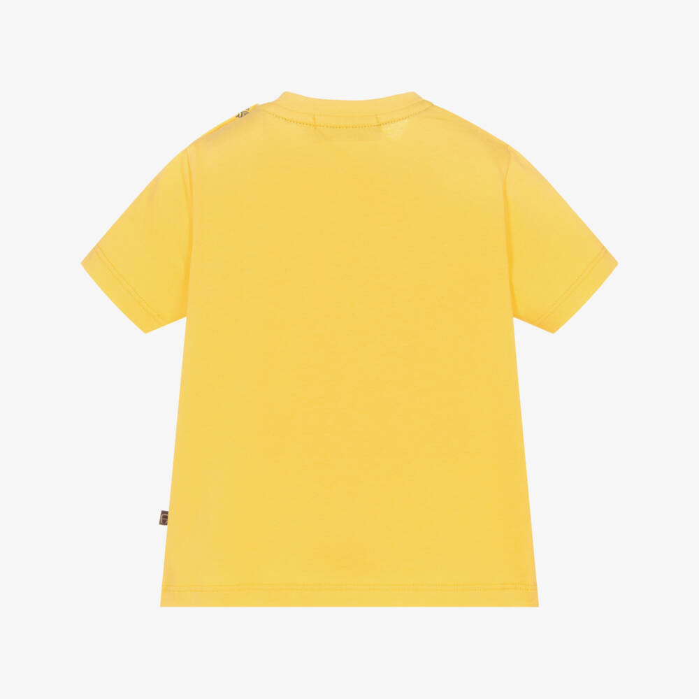 AIGNER-Boys Yellow Cotton T-Shirt with Logos | Childrensalon Outlet