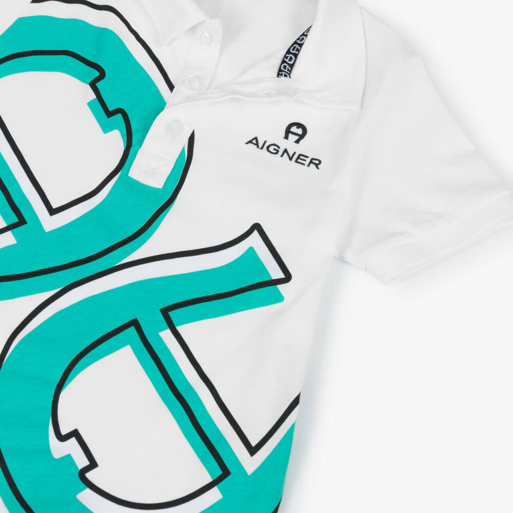 AIGNER-Мужская рубашка поло из чистого белого хлопка | Childrensalon Outlet