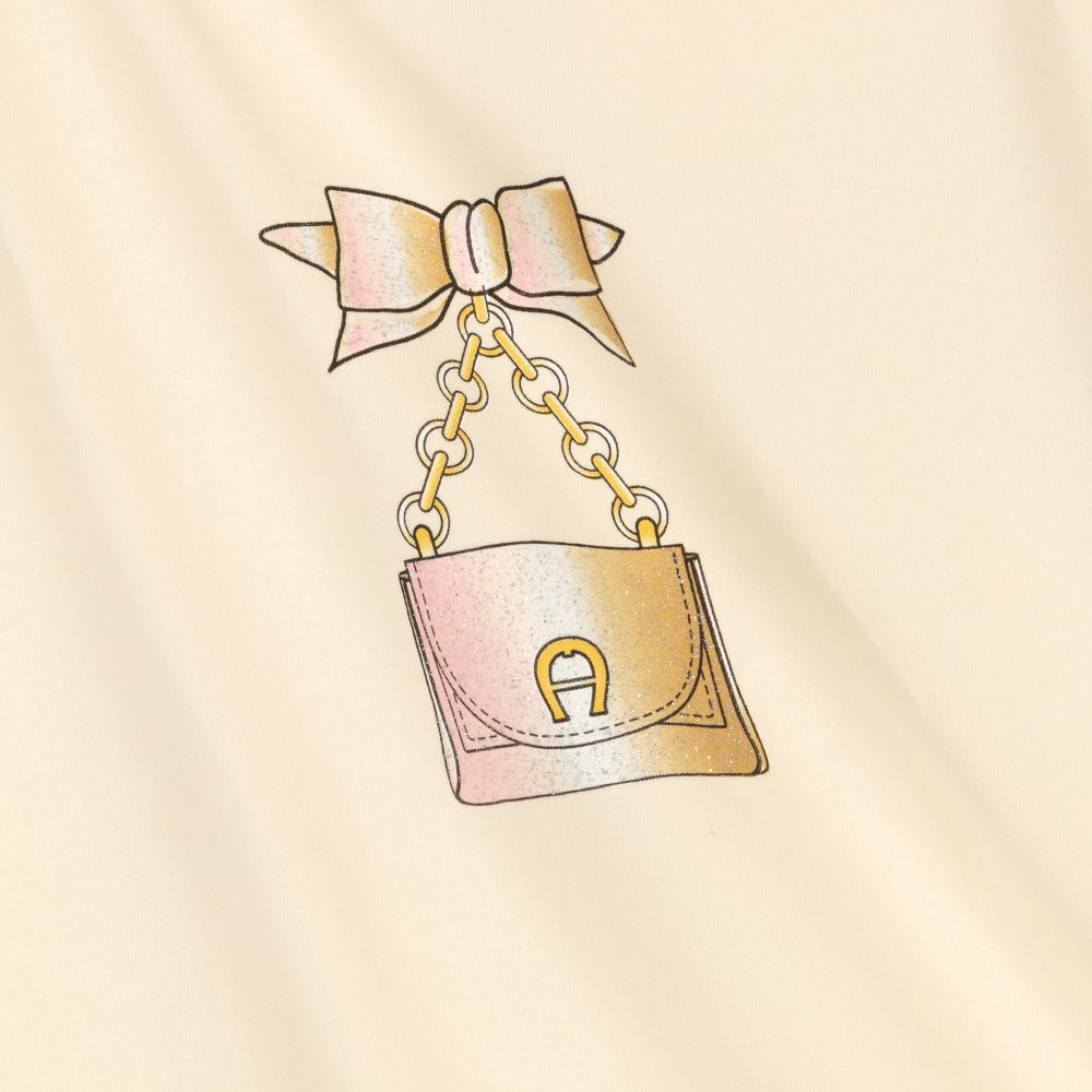 AIGNER-فستان تيشيرت قطن جيرسي لون بيج | Childrensalon Outlet