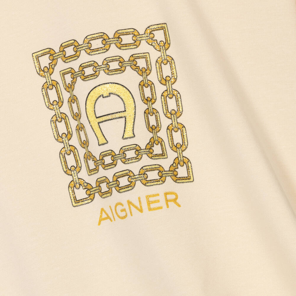 AIGNER-Girls Beige & Gold Sequin Dress | Childrensalon Outlet