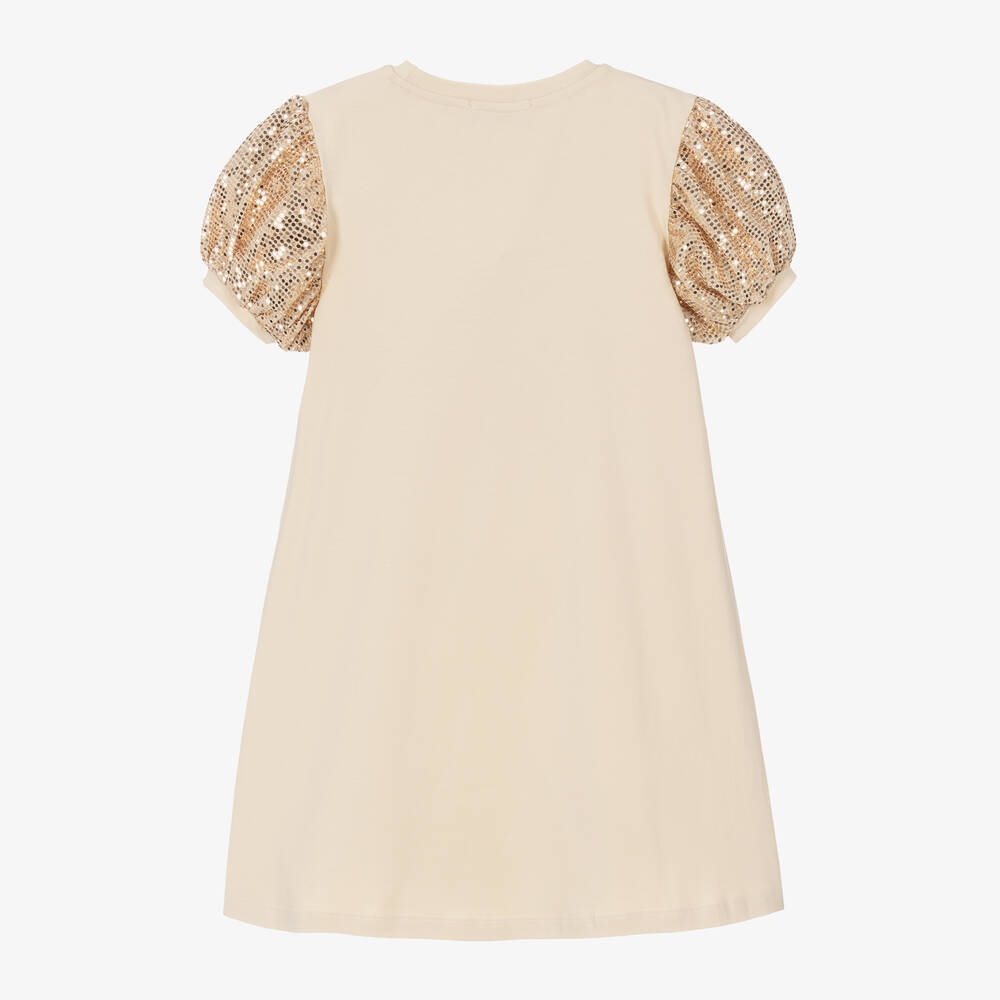 AIGNER-Girls Beige & Gold Sequin Dress | Childrensalon Outlet