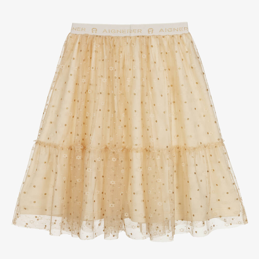 AIGNER-Girls Beige Tulle Skirt | Childrensalon Outlet
