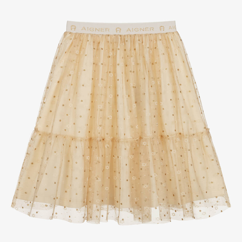 AIGNER - Girls Beige Tulle Skirt | Childrensalon