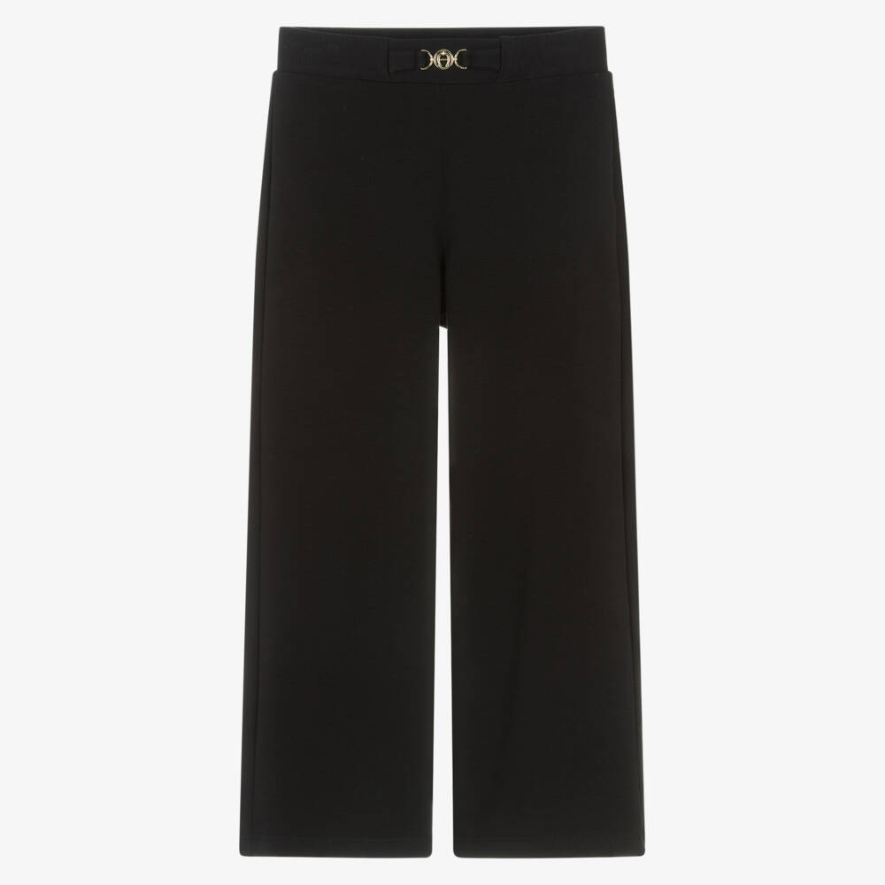 AIGNER-Girls Black Cotton Jersey Wide-Leg Trousers | Childrensalon Outlet