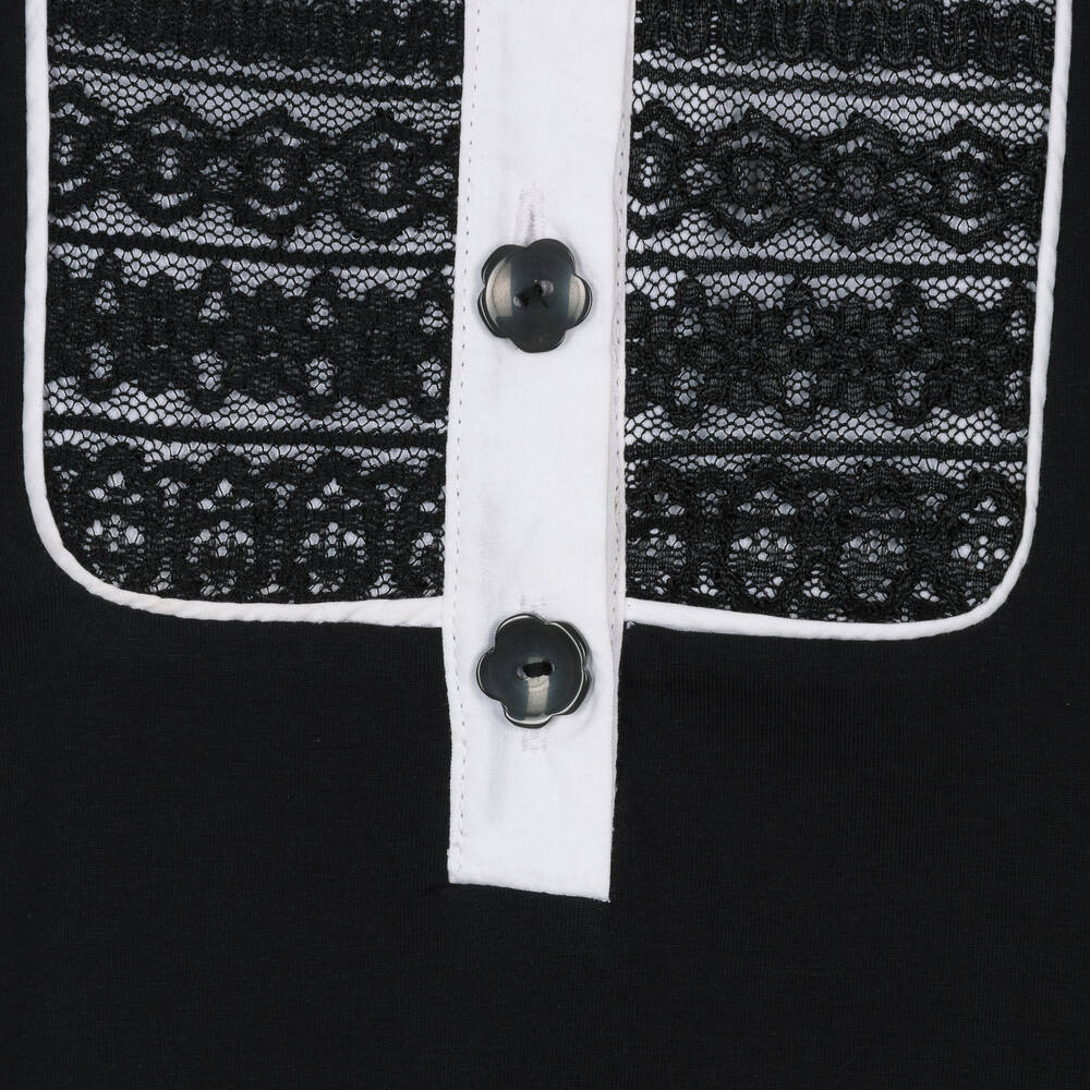 AIGNER-Girls Black Cotton & Lace Dress | Childrensalon Outlet