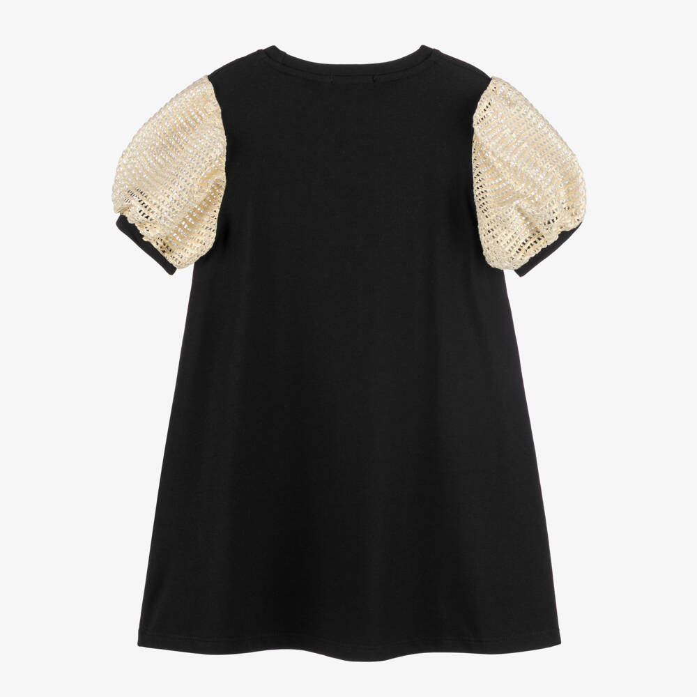 AIGNER-Girls Black Jersey Puff Sleeve Dress | Childrensalon Outlet