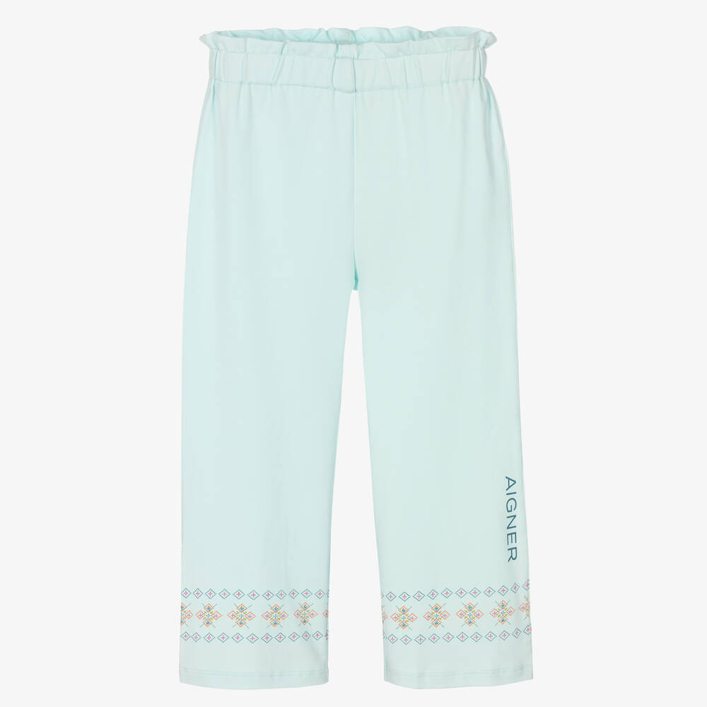 AIGNER-Girls Blue Cotton Jersey Trousers  | Childrensalon Outlet
