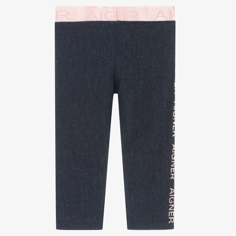 AIGNER-Girls Blue Cotton Leggings | Childrensalon Outlet