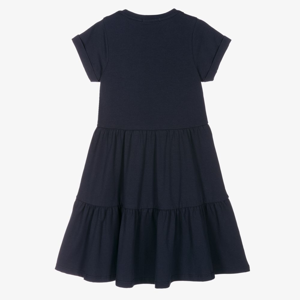 AIGNER-Girls Blue Cotton Logo Dress | Childrensalon Outlet