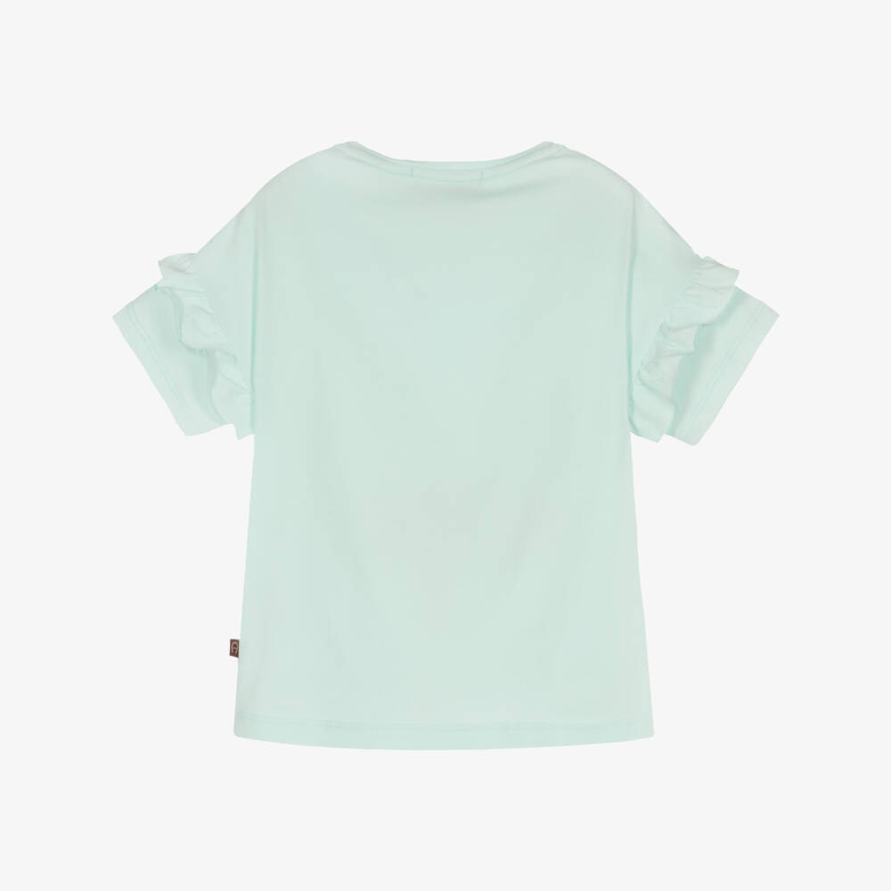 AIGNER-Girls Blue Elephant Print Logo T-Shirt | Childrensalon Outlet