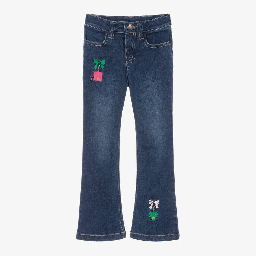 AIGNER - Синие джинсы с вышивкой для девочек | Childrensalon