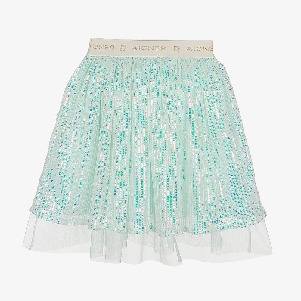 AIGNER-Girls Blue Sequin Tulle Skirt | Childrensalon Outlet