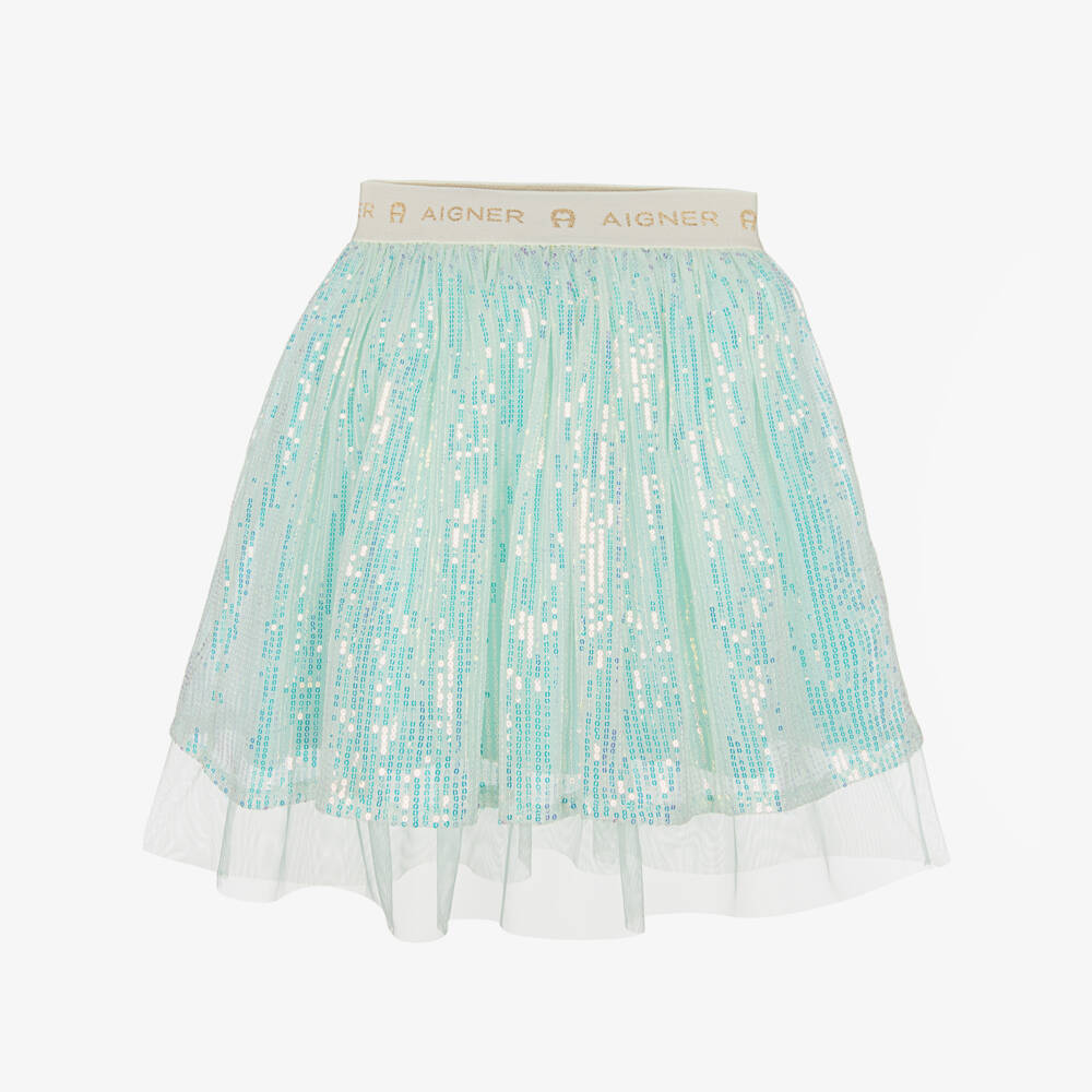 AIGNER-Girls Blue Sequin Tulle Skirt | Childrensalon Outlet
