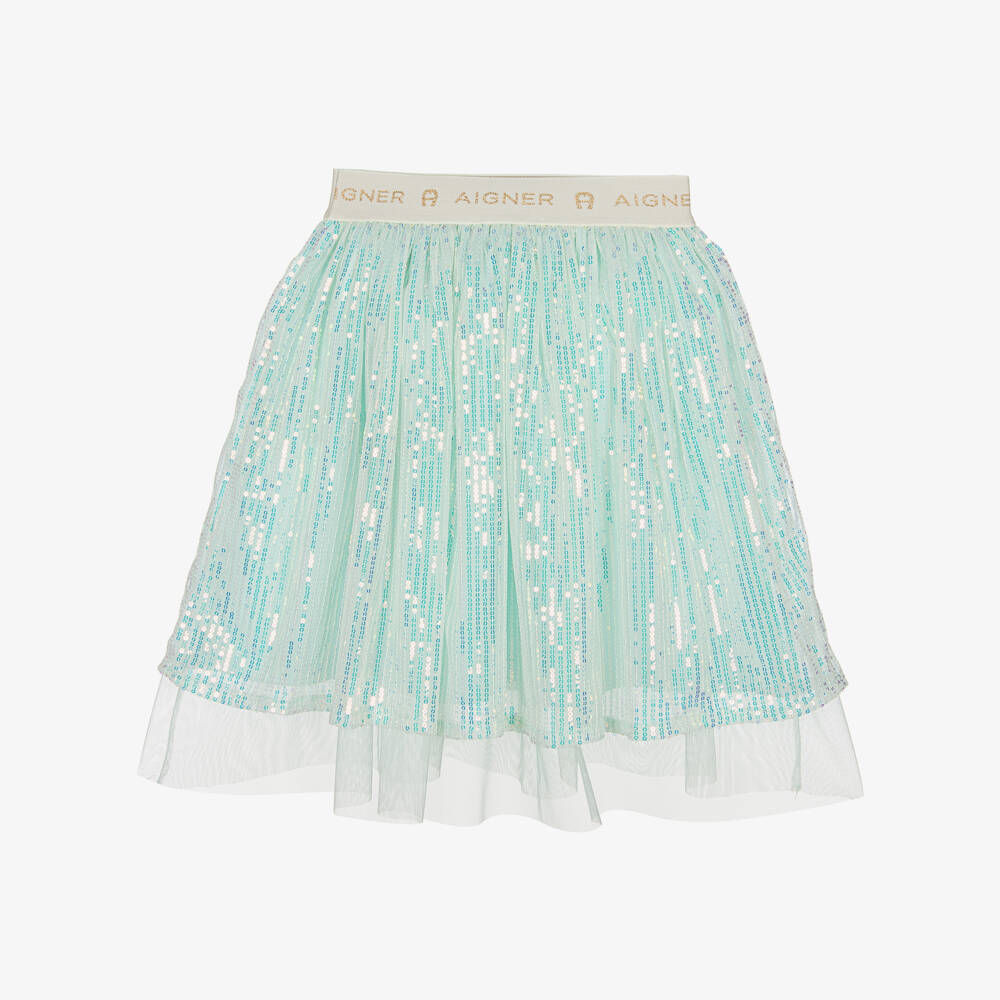 AIGNER-Girls Blue Sequin Tulle Skirt | Childrensalon Outlet