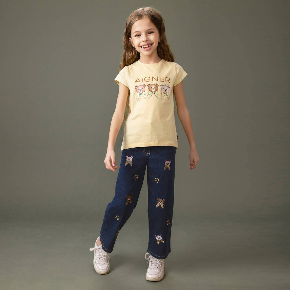 AIGNER-Синие джинсы с медвежатами для девочек | Childrensalon Outlet