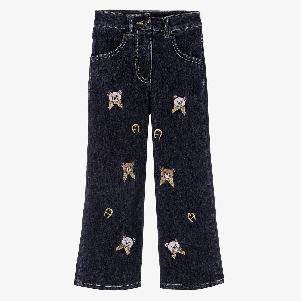 AIGNER - Girls Blue Teddy Logo Jeans | Childrensalon