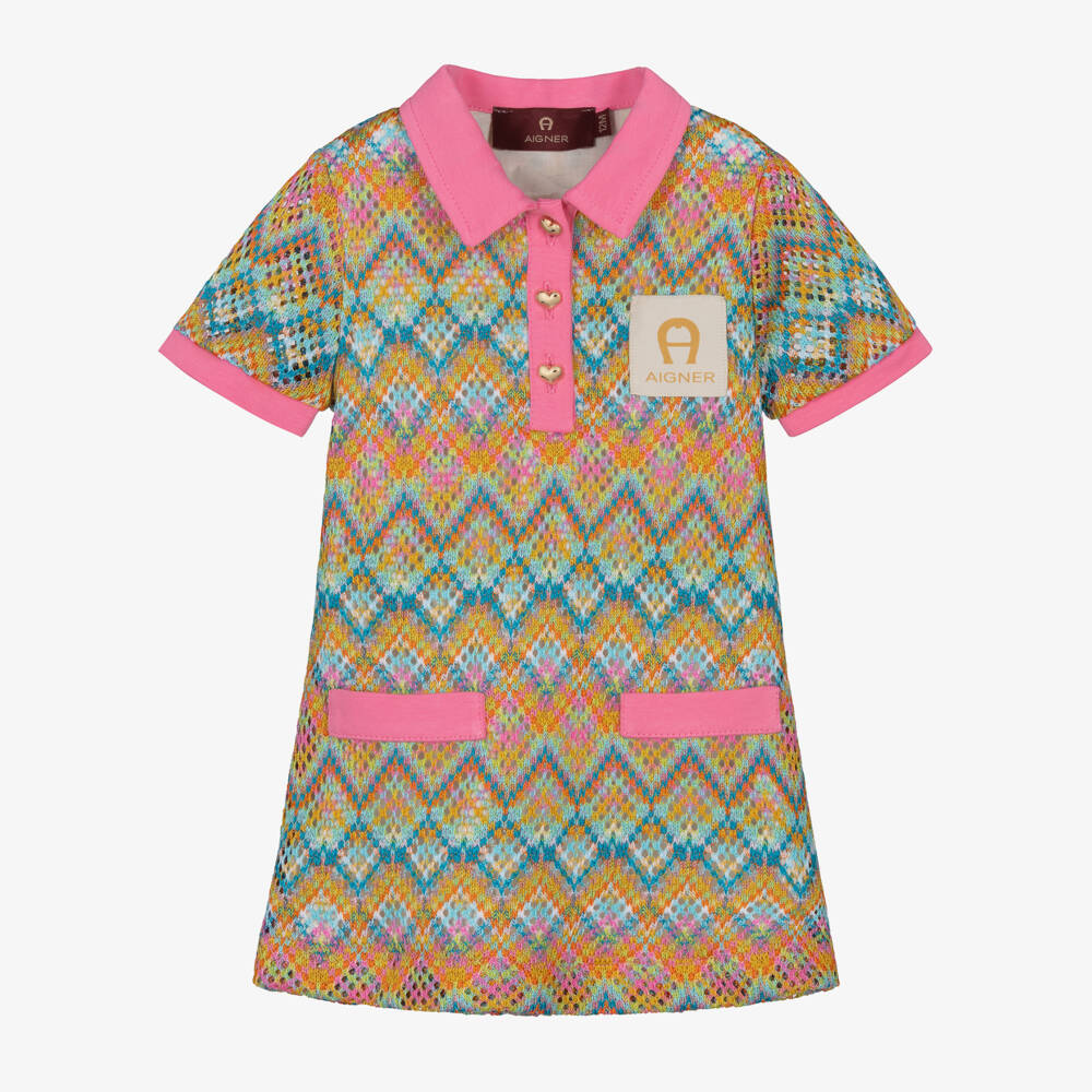 AIGNER-Платье из кружева с шевроном для девочек в розовом цвете | Childrensalon Outlet