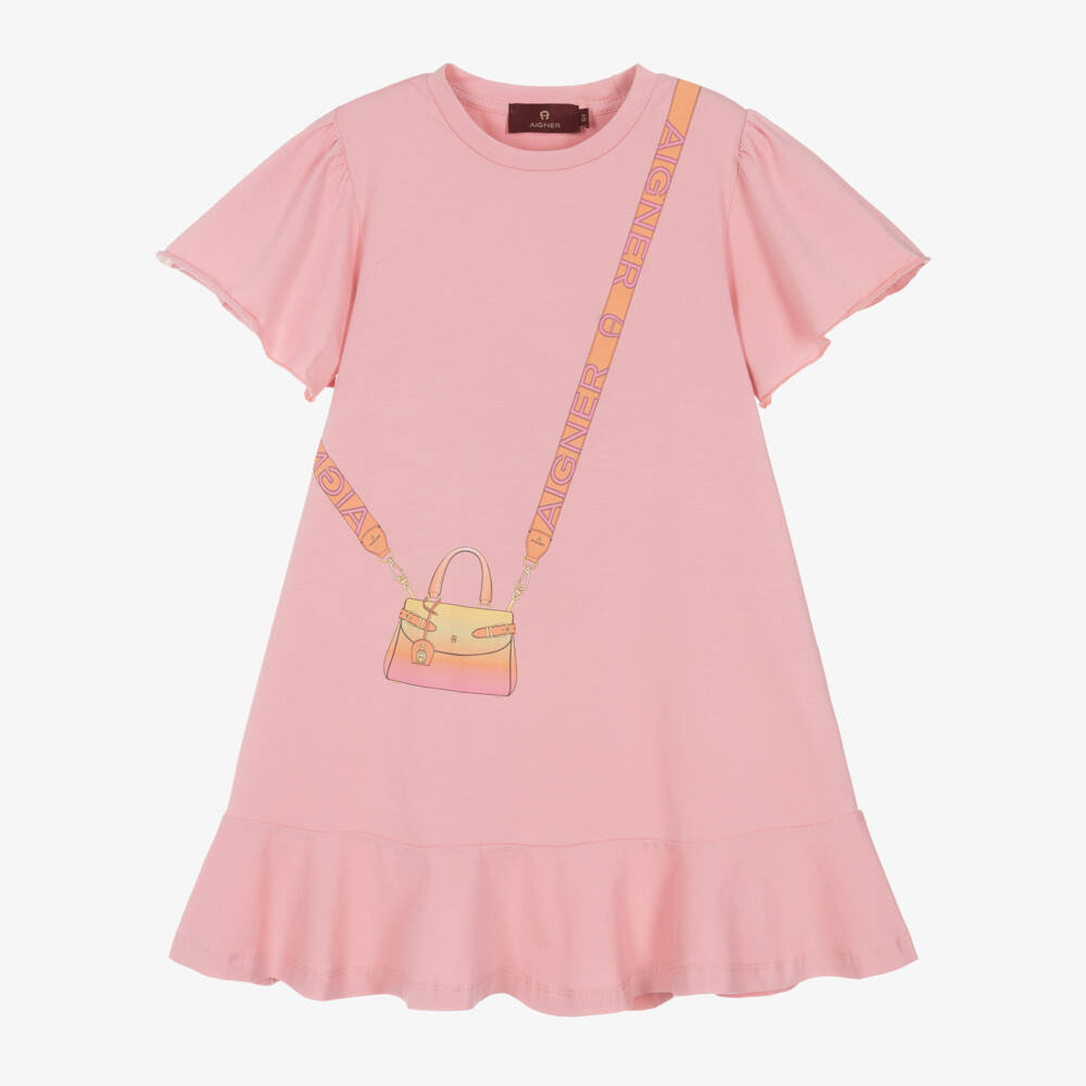 AIGNER-Girls Blush Cotton Purse Dress | Childrensalon Outlet