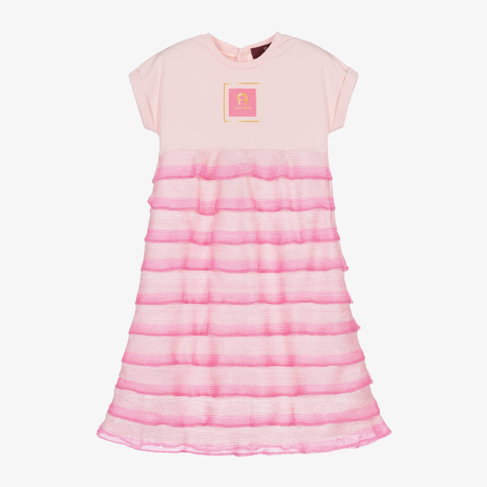 AIGNER-فستان بناتي وردي محبوك بطبقات | Childrensalon Outlet