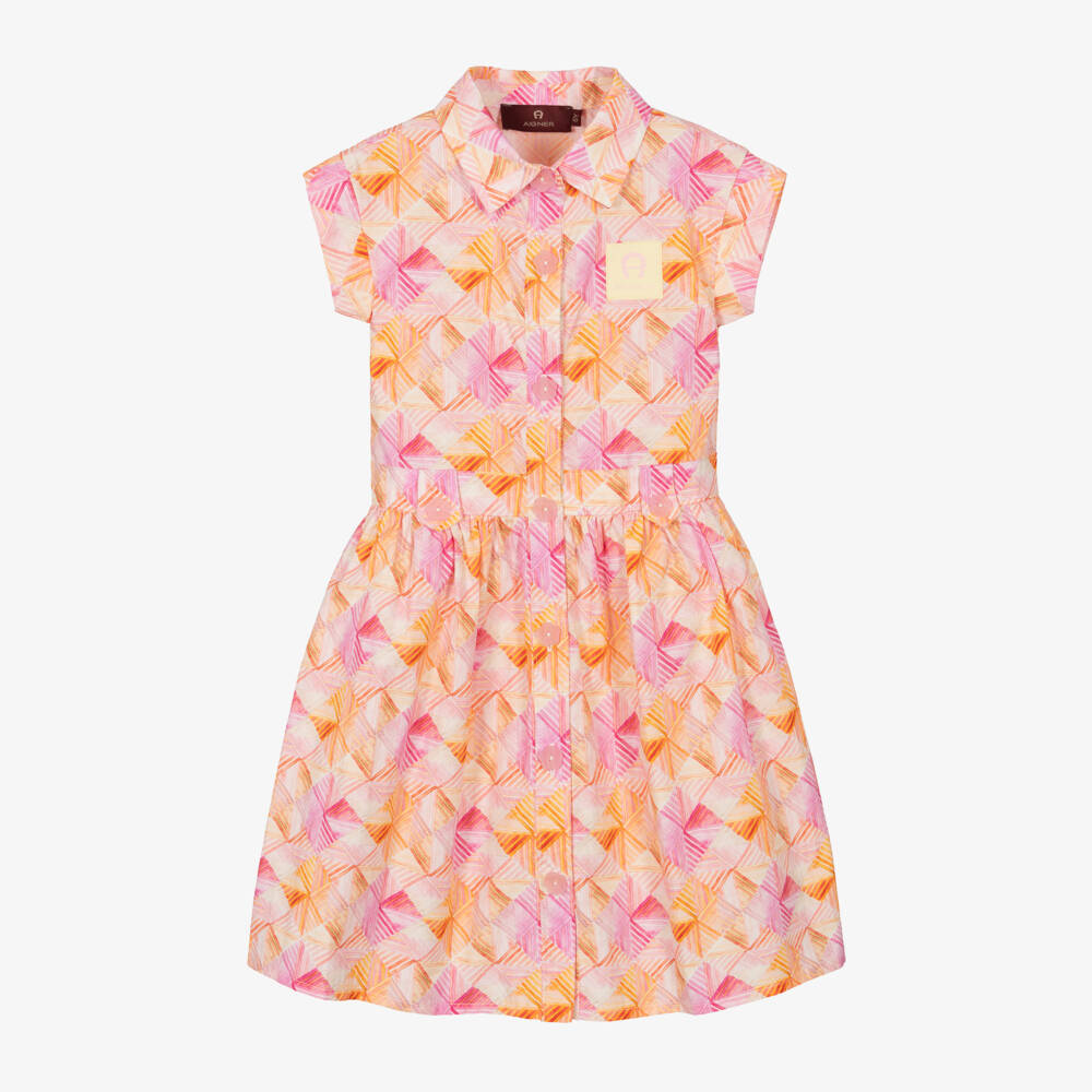 AIGNER-Girls Blush Patterned Cotton Dress | Childrensalon Outlet