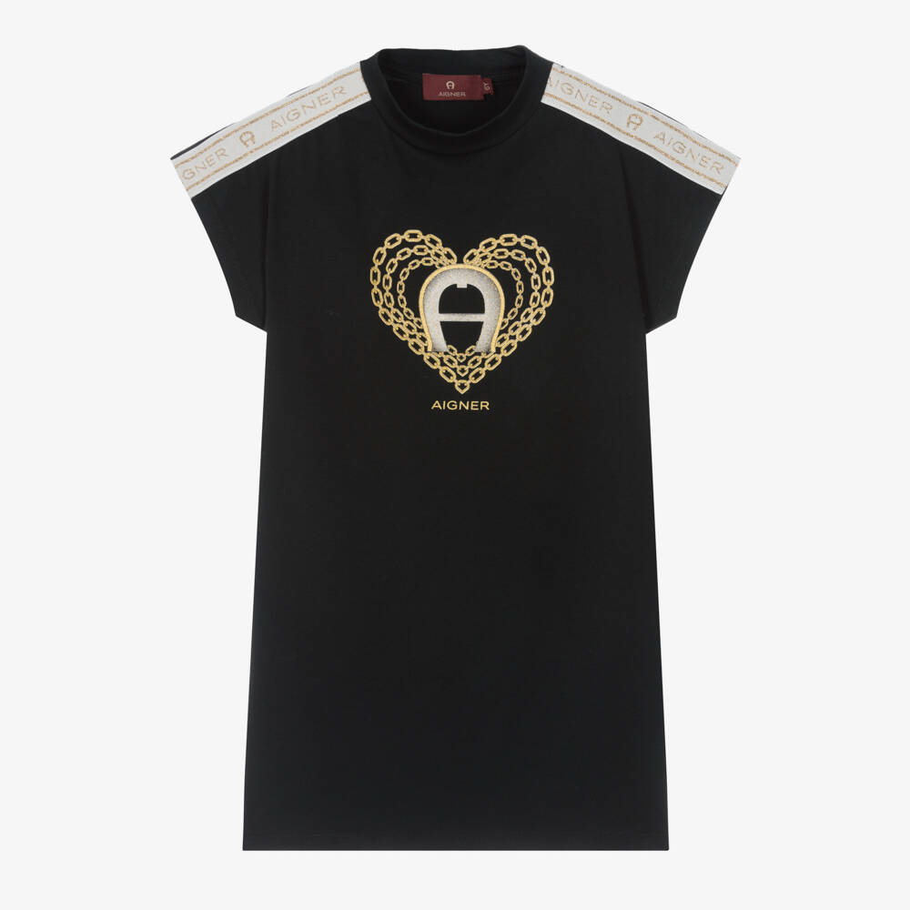 AIGNER-Girls Charcoal Jersey Dress Delight | Childrensalon Outlet