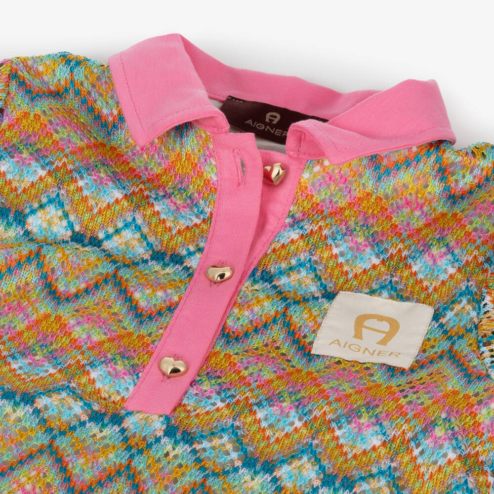 AIGNER-Платье с шевронным кружевом розовое для девочек | Childrensalon Outlet