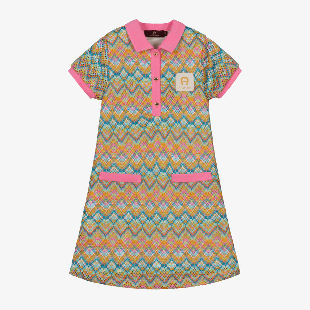 AIGNER-Girls Chevron Lace Pink Dress | Childrensalon Outlet