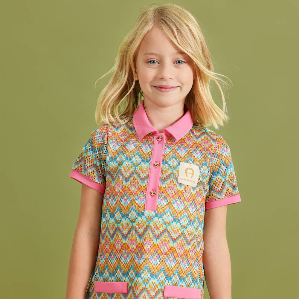 AIGNER-Платье с шевронным кружевом розовое для девочек | Childrensalon Outlet
