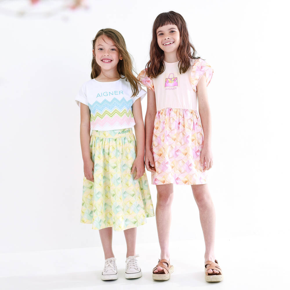 AIGNER-تي شيرت قطن بناتي بخطوط متعرجة | Childrensalon Outlet