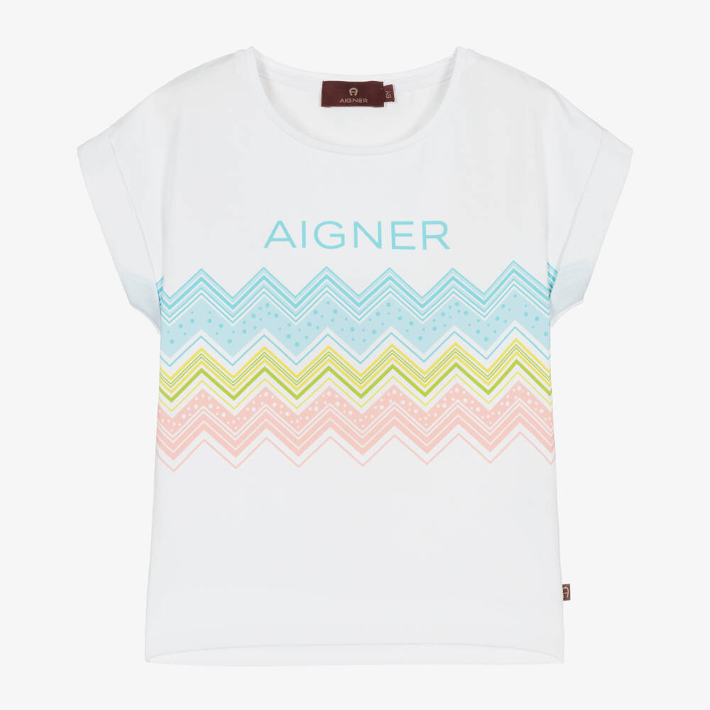 AIGNER-Girls Chevron Stripe Cotton Tee | Childrensalon Outlet