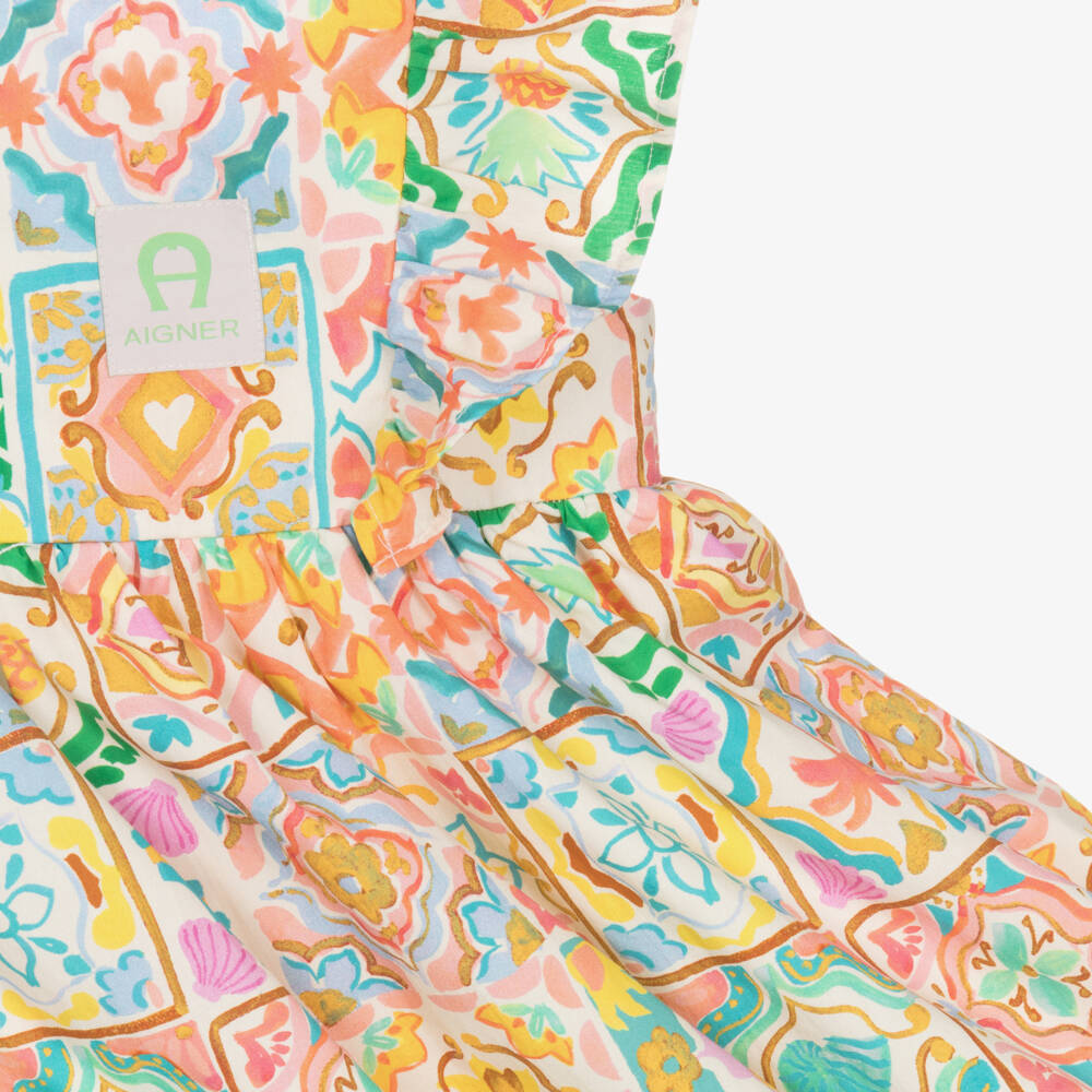 AIGNER-Girls Colourful Tile Print Cotton Dress | Childrensalon Outlet