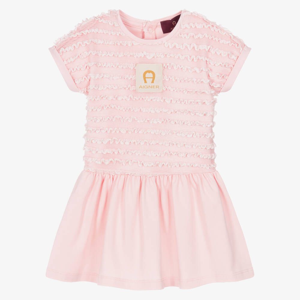 AIGNER-فستان بناتي من القطن بلون الحلوى مع كشكشات | Childrensalon Outlet