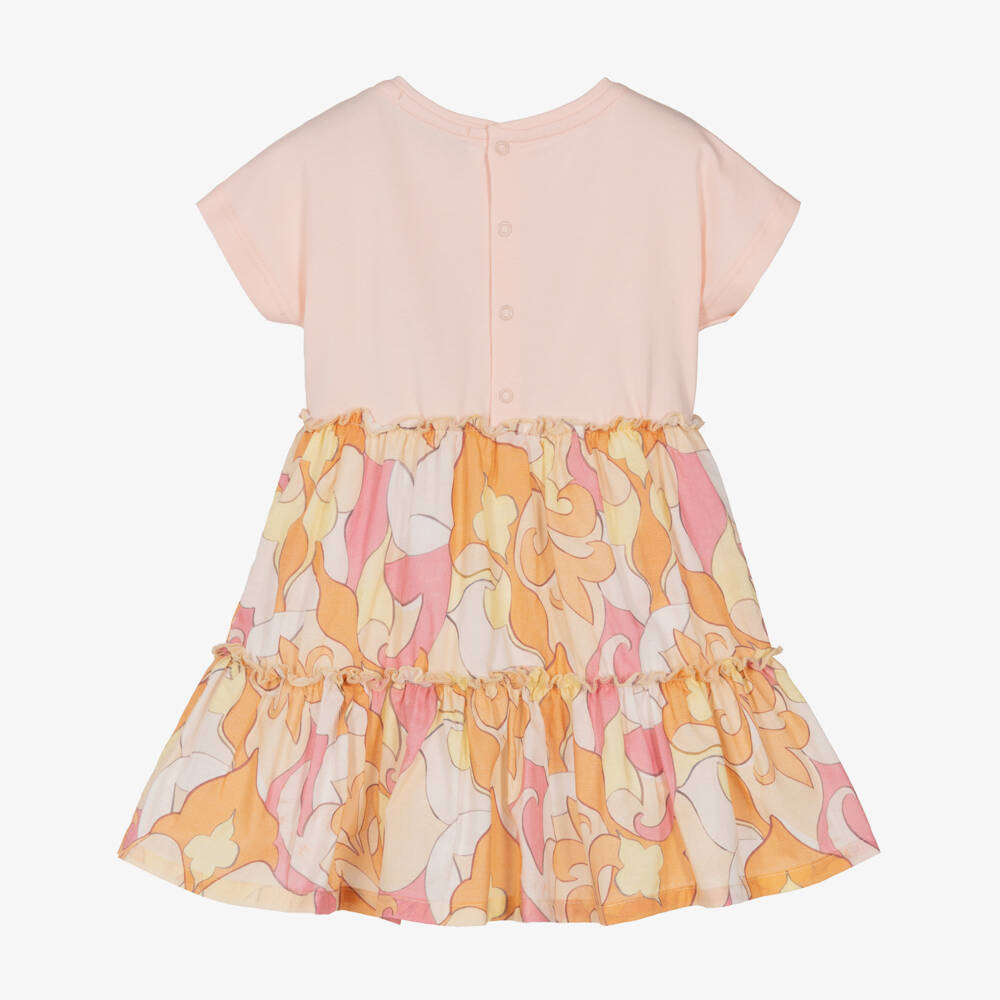 AIGNER-Girls Cotton Dress in Pink & Orange | Childrensalon Outlet