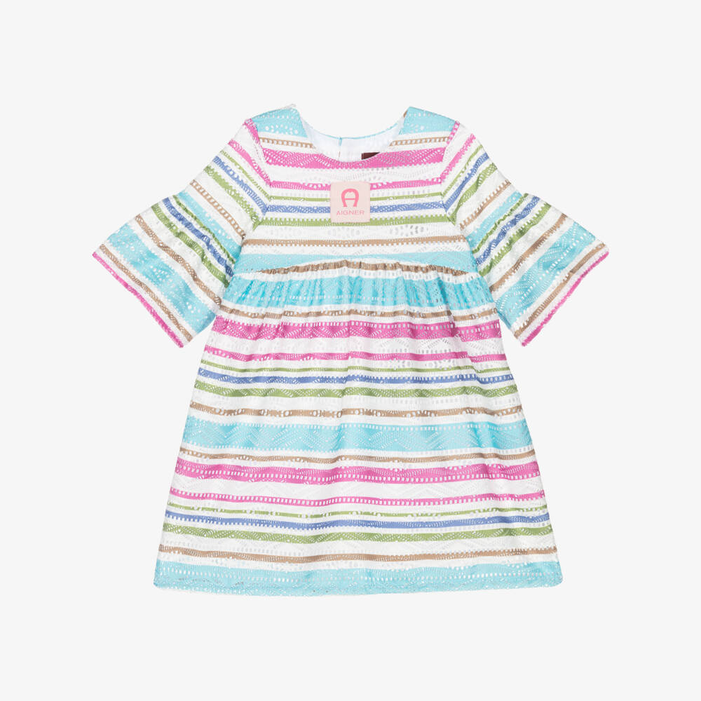 AIGNER-Girls Delightful Pink Stripe Dress | Childrensalon Outlet